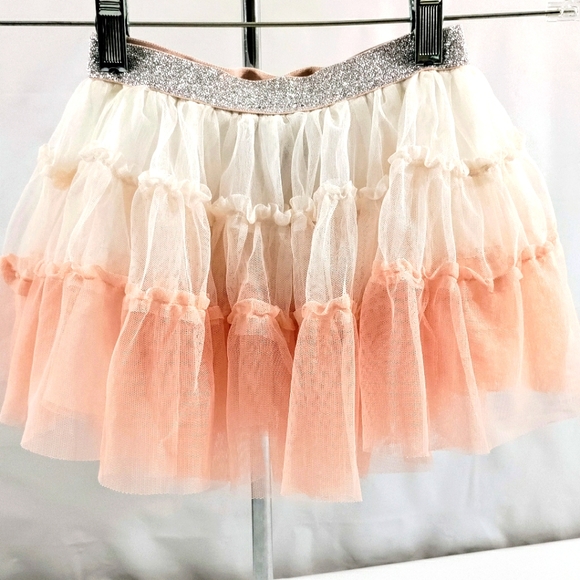 Tutu Pink Ombre Tulle White Cotton Lining Silver Sparkle Elastic Waist 3T - Picture 7 of 7